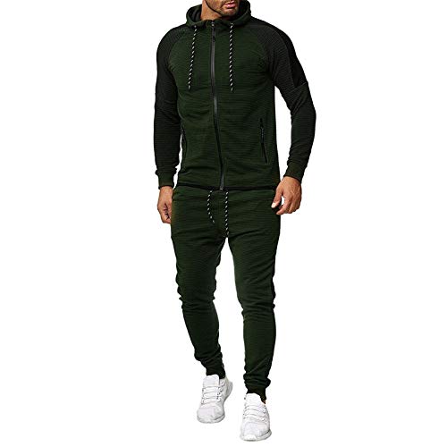 Yowablo Sweatshirt Top Pants Sets Sportanzug Trainingsanzug Herren Autumn Gradient Zipper Print (5XL,1Armeegrün) von Yowablo