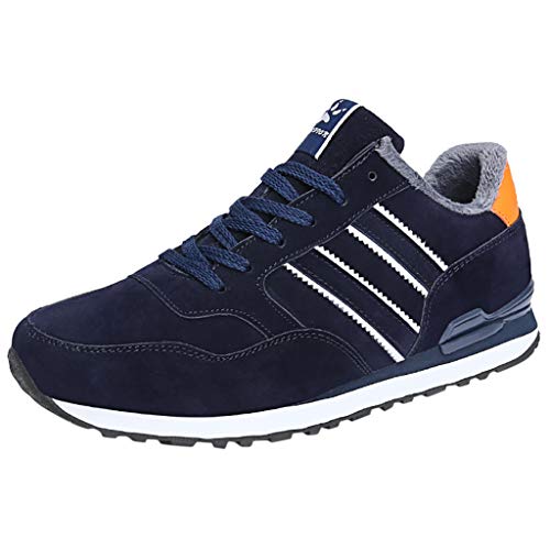 Yowablo Turnschuhe Mode Herren Freizeitschuhe Atmungsaktive Schnürschuhe Student Laufschuhe mit Plus Samt (45 EU,Plus Samt-Blau) von Yowablo