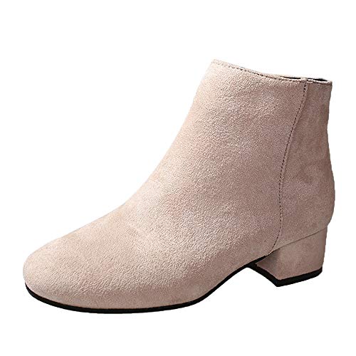 Yowablo Winterschuhe Damen Winterstiefel Damen Schneestiefel Damen Winterboots Damen Stiefeletten Damen Mit Absatz Chelsea Boots Damen (37 EU,Beige) von Yowablo