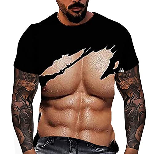 t-Shirt Herren Poloshirt Herren Tshirt Tops Blusen Mode Frauen Unisex Gedruckt Lustig Rundhals Casual Ärmellos (L,A-b) von Yowablo