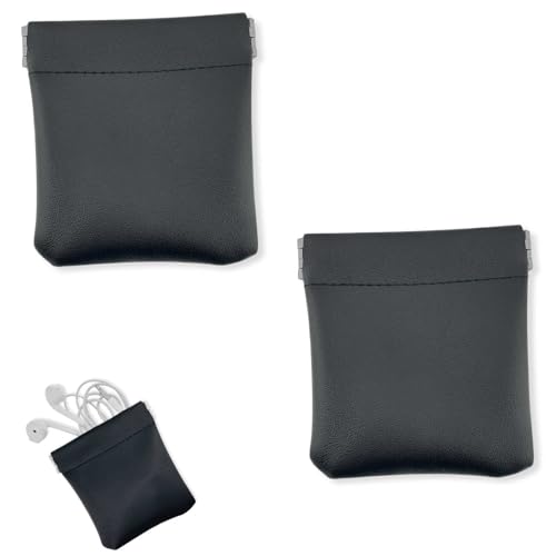 2 PCS Set Mini Geldbeutel aus PU-Leder – Schlüsseltasche & Münzetui für Herren, Kompakt & Langlebig – Ideal für Münzen, Schlüssel, Kopfhörer – mit Schnappverschluss von Yowfond