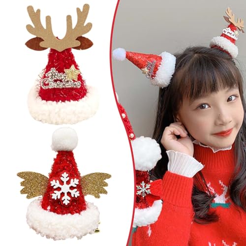 2 Stück Weihnachts-Haar-Accessoires, niedliche Haarspangen, Weihnachtsmütze, Haar-Accessoires, Urlaub, kleiner Schmuck für Teenager, Mädchen, Geschenke 2 Stück Weihnachts-Haar-Accessoires, niedliche Haarspangen, Weihnachtsmütze, Haar-Accessoires, Urlaub, kleiner Schmuck für Teenager, Mädchen, Geschenke von Yowget