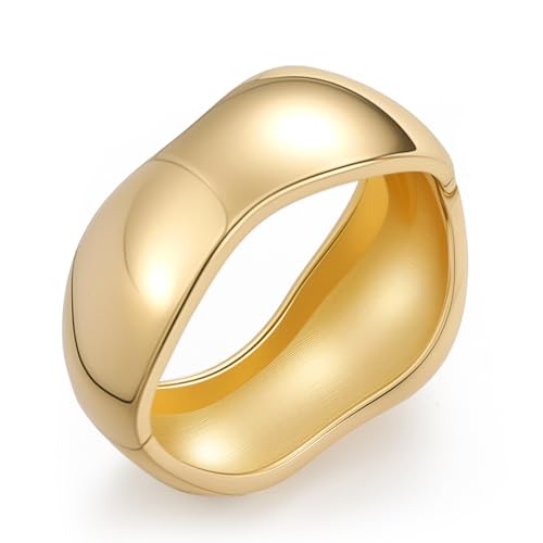 Yowivon Gold Armband für Frauen, Unregelmäßig Chunky Gold Armbänder Twisted Scharnier Armbänder für Frauen, Anlaufsicher Dick Armreifen, Modisch Schmuck Geschenke für Weihnachten Valentin Geburtstag von Yowivon