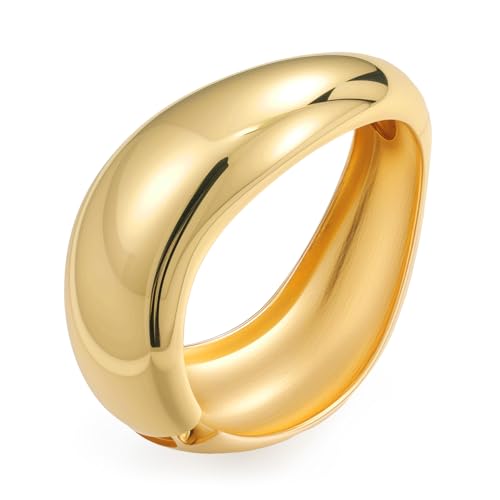 Yowivon Gold Armband für Frauen, Unregelmäßig Chunky Gold Armbänder Twisted Scharnier Armreifen für Frauen, Anlaufsicher Minimalistisch Modisch Schmuck Geschenke für Weihnachten Valentin Geburtstag von Yowivon