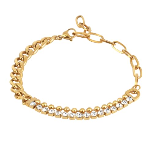 Yowivon Goldarmbänder für Frauen und Männer, Tennisarmband aus Titanstahl, Farbechte Kubanische Kette mit Kubischer Zirkon, Trendschmuck, Geschenke für Weihnachten Geburtstag Valentinstag, Gold Yowivon Goldarmbänder für Frauen und Männer, Tennisarmband aus Titanstahl, Farbechte Kubanische Kette mit Kubischer Zirkon, Trendschmuck, Geschenke für Weihnachten Geburtstag Valentinstag, Gold von Yowivon