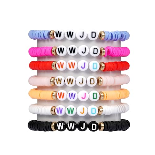 Yowivon WWJD-Armbänder, Christliches Oster-Armband-Set, Bunte Inspirierende Religiöse Schmuckstücke, Dehnbares und Stapelbares Damen-Freundschaftsarmband, Funky Zeugs von Yowivon