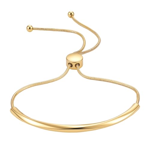 Yowivon Zierliches 14-Karätiges Vergoldetes Armband für Damen mit Verstellbarem Schieberverschluss, Armreifen in Barrenform, Gold-Bolo-Armband, Trendige Schmuckgeschenke von Yowivon