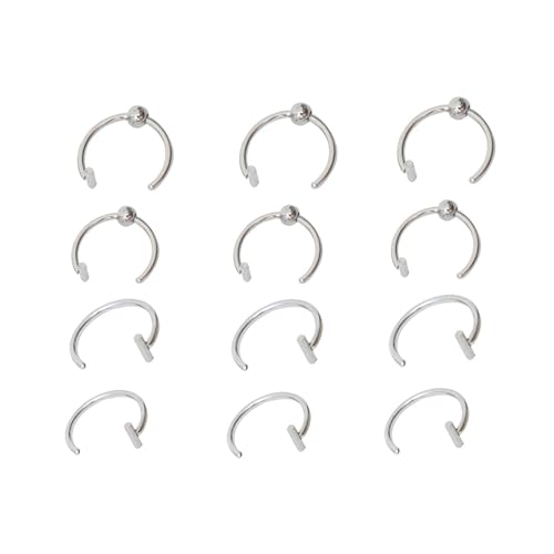 Yowzpe 12 Stück Lippen-Nasenringe, neutrale Lippen-Form, Ohr-Nasenklammer, gefälschte Membran mit perforiertem Lippenring, Körperschmuck, Stahlring, nicht durchbohrt, Edelstahl-Clip für Damen und von Yowzpe