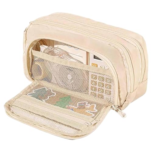 Yoyakie Bleistiftkoffer mit großer Kapazität Multi -Taschen -Bleistiftkoffer Reißverschluss Bleistift Fall Organisator Faltbarer Bleistiftbeutel für Mädchen und Erwachsene Mädchen Beige von Yoyakie