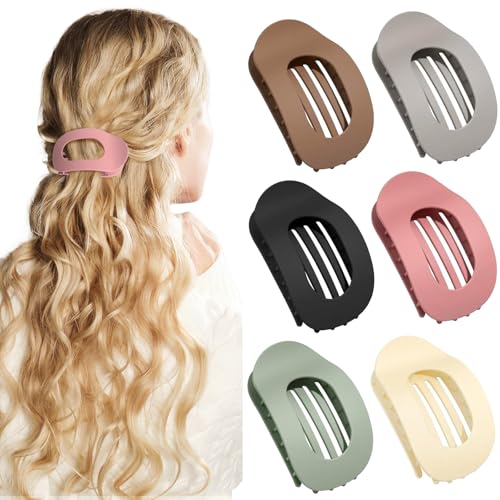 Yozexin 6 Stück flache Haarklammern für Damen,starker Halt Frauen, Matte Große Rutschfest Flat Claw Clip, für dickes und dünnes Haar, Bequeme, gebogene flache Clips, für Liegen und Fahren Yozexin 6 Stück flache Haarklammern für Damen,starker Halt Frauen, Matte Große Rutschfest Flat Claw Clip, für dickes und dünnes Haar, Bequeme, gebogene flache Clips, für Liegen und Fahren von Yozexin