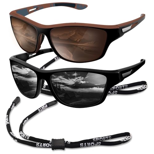 Yozexin 2 PCS Polarisierte Sonnenbrille Herren Damen, mit 100% UV400, für Outdoor-Sportarten,Golf,Fahren,Angeln,Reisebrille Mode Sonnenbrille von Yozexin