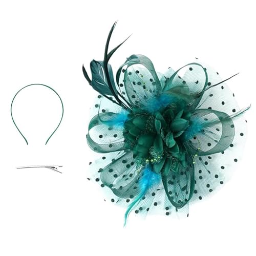 Fascinator Hut Damen Mesh Blume Feder Hut mit Stirnband und Clip Elegant Damen Hut Tea Party Kopfbedeckung von Yphzmtz
