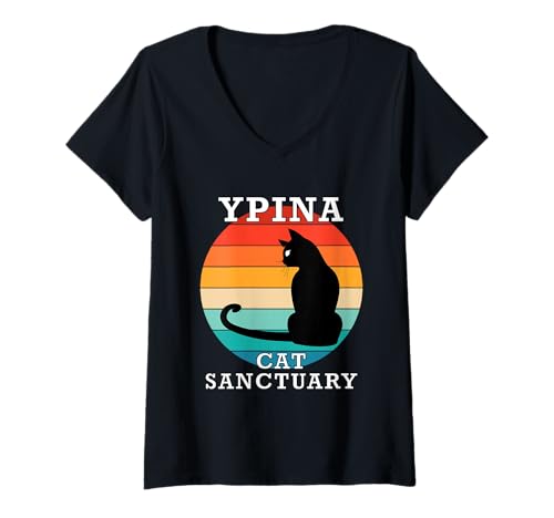 Damen Ypina Cat Sanctuary Group Familientreffen Name T-Shirt mit V-Ausschnitt von Ypina Matching Family Reunion T Shirt