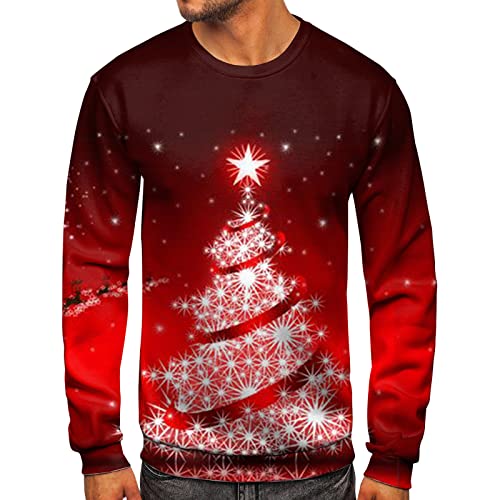 Weihnachtsoberteile Herren Ugly Winter Sweatshirt Weihnachten 3D Druck Shirt Langarm Warm Rundhals Pullover Funky Freizeit Christmas Lustig Sweater Party Festival Geschenk Oberteil von YpingLonk