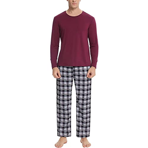 YpingLonk Herren Pyjama Schlafanzug lang mit Bündchen Herren Pyjama Set|2er Pack Regular Fit Bedruckt Baumwolle von YpingLonk