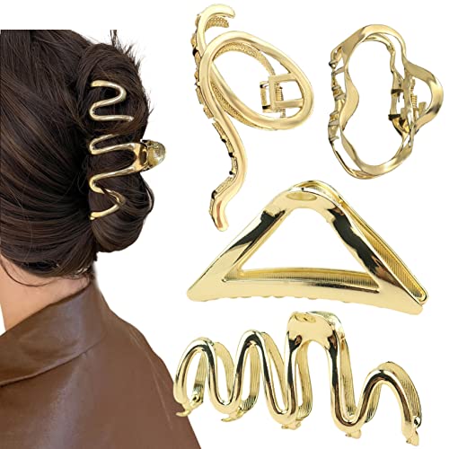 Große Haarklammern Gold Haarklammer Metall Haarspangen Damen groß Für Frauen Und Mädchen Dickes Haar-Accessoires (4 Stück) von Ypkia