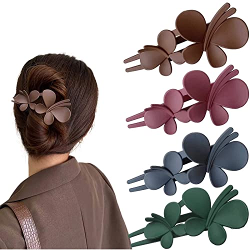 Haarklammer Schmetterling Haarspangen Damen Groß Matt Entenschnabel Haarspange Krokodil Haarnadel Für Frauen Mädchen (4 Stück) von Ypkia