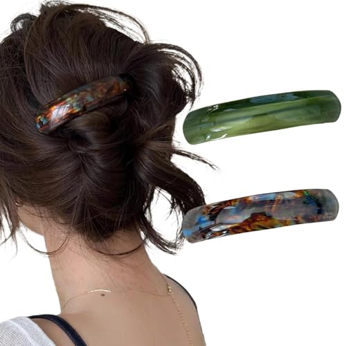 Ypkia 2 Stück Französische Haarspangen Damen Dünnes Haar Automatische Haarspange Groß Für mitteldickes Haar Clips(Bernstein, Grün) (Bernstein, Grün) von Ypkia