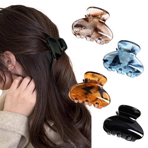Ypkia 4 Stück Schmetterling Haarklammer Klein Set Haarspangen Damen Acryl Haarclip Für Frauen Mädchen Dünnes Haarschmuck (color-2) von Ypkia