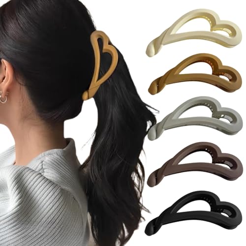 Ypkia 5 Stück Bananen Haarklammern Vintage Bananen-Haarspange Pferdeschwanz Halter Bananen-Clips Fisch-Clips Haarschmuck Für Damen Und Frauen(Herzförmig) von Ypkia