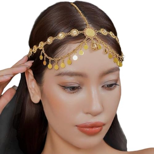 Ypkia Barock Kopfkette Gold Quasten mit Kristall-Anhänger Braut-Kopfschmuck Für Hochzeit Tanzenparty Karneval Mottoparty Ypkia Barock Kopfkette Gold Quasten mit Kristall-Anhänger Braut-Kopfschmuck Für Hochzeit Tanzenparty Karneval Mottoparty von Ypkia