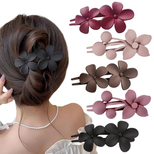 Ypkia Blumen Haarklammer Groß Haarspangen Damen Matt Haarspage Entenschnabel-Form Haarnadel Haarschmuck Für Frauen Mädchen (5 Stück) von Ypkia