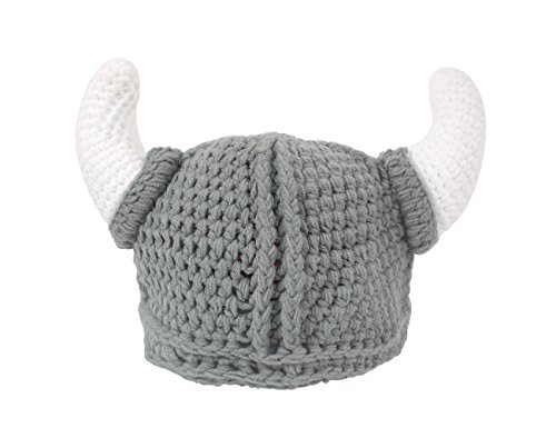 Ypser Cute Bull Horn Beanie Cap Handmade Knitted Viking Crochet Hats von Ypser