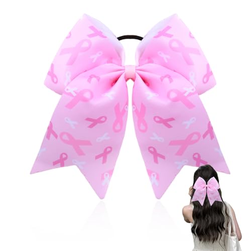 Haargummis für Brustkrebs-Bewusstsein für Damen, Brustkrebsmonat, Haarschmuck für Damen, Mädchen, Haarschleifen mit elastischen Haarbändern für Damen, Pferdeschwanz-Halter mit Schleife von Yreamont
