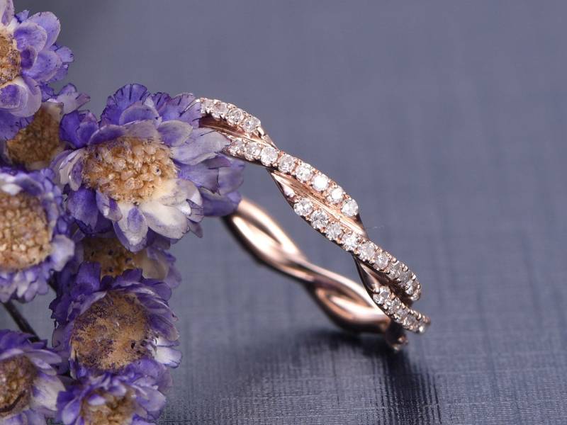 Rose Gold Diamant Eternity Ehering, Twisted Infinity Ring von Yridesign
