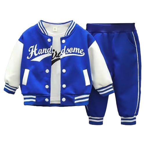 Yruioon Baby Jungen Sport Kleidung Set Baseball Sweatjacke + Langarmshirt + Hose Sport Trainingsanzug Jogging Laufen Sportwear Blau 98-104 von Yruioon