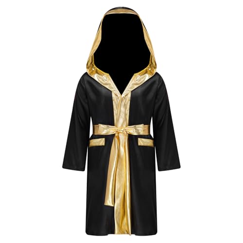 Yruioon Jungen Boxer Mantel Kickboxer Robe Langarm Boxermantel Jacke mit Kapuze Gürtel Boxkampf Mantel Boxer Sport Training Schwarz 122-128 Yruioon Jungen Boxer Mantel Kickboxer Robe Langarm Boxermantel Jacke mit Kapuze Gürtel Boxkampf Mantel Boxer Sport Training Schwarz 122-128 von Yruioon