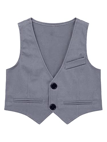 Yruioon Kinder Jungen Anzugweste Festlich Hochzeit Gentleman Anzug Smoking Weste Geburtstag Karneval Fasching Weihnachten Party Kleidung C Grau 80-92 von Yruioon