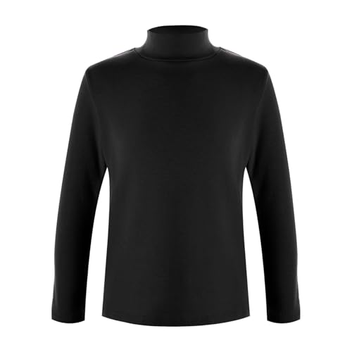 Yruioon Kinder Langarmshirt Jungen Mädchen Rollkragen Langarm T-Shirt Baumwolle Pullover Shirt Unterhemd Basic Casual Tops Oberteile Schwarz 134-140 von Yruioon