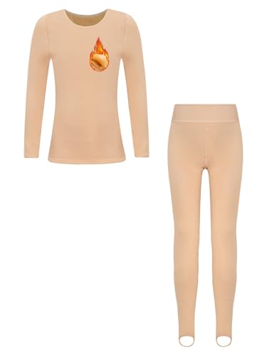 Yruioon Kinder Thermounterwäsche Set Jungen Mädchen Thermoshirt + Thermohose Innenfleece Thermo Unterwäsche Fußball Skiunterwäsche Nackt B 98-116 von Yruioon