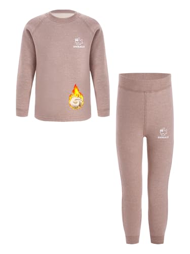 Yruioon Kinder Thermounterwäsche Set Warme Winter Funktionswäsche Skiunterwäsche Thermo Shirt +Thermo Hose Thermo Unterwäsche Set Für Jungen Mädchen Khaki 134-140 von Yruioon