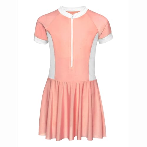 Yruioon Mädchen Badeanzug Einteiler Badekleid mit Rock Patchwork Schwimmanzug UV Schutz Badebekleidung Sommer Strand Bademode C Rosa 158-164 von Yruioon
