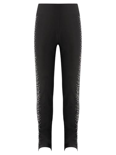 Yruioon Mädchen Eiskunstlauf Hose Glitzer Leggings Eislaufen Strumpfhose Ballett Tanzhose Yoga Sporthose Trainingshose Schwarz 122-128 von Yruioon
