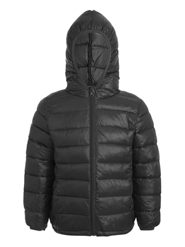 Yruioon Mädchen Jungen Winterjacke mit Kapuze Jacke Leichte Steppjacke Übergangsjacke Kinderjacke Warm Winter Mantel Outdoor Jacke A Schwarz 170-176 von Yruioon