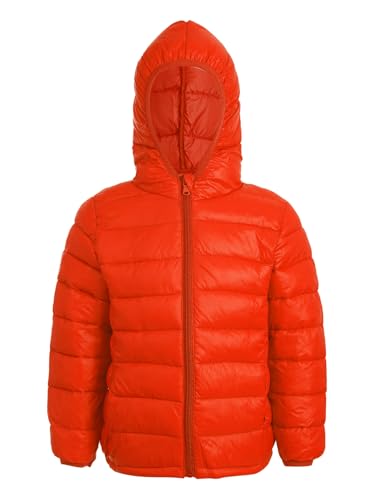 Yruioon Mädchen Jungen Winterjacke mit Kapuze Jacke Leichte Steppjacke Übergangsjacke Kinderjacke Warm Winter Mantel Outdoor Jacke Orange 158-164 von Yruioon