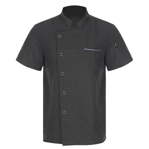 Yruioon Unisex Kochjacke Herren Damen Kochmantel Kurzarm Bäckerjacke Chef Jacke Uniform Hemd Tops Restaurant Küchen Arbeitskleidung Grau L Yruioon Unisex Kochjacke Herren Damen Kochmantel Kurzarm Bäckerjacke Chef Jacke Uniform Hemd Tops Restaurant Küchen Arbeitskleidung Grau L von Yruioon