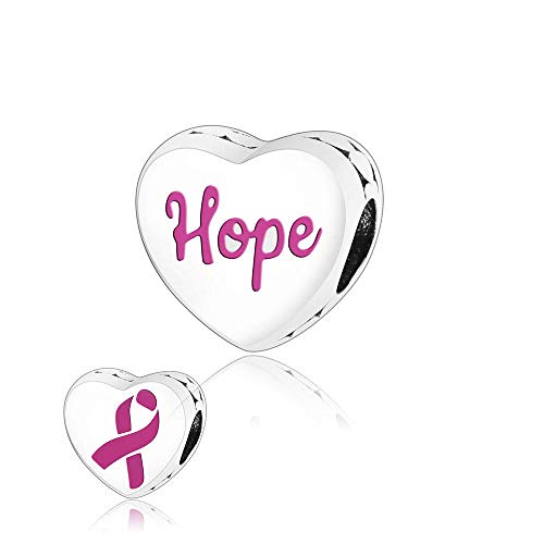 Charm Anhänger,1 Pcs Wirklich 925 Sterling Silber Brustkrebs Awareness Ribbon Hope Charms Perlen Fit Original Charm Armband Diy Schmuck von YsKYCs