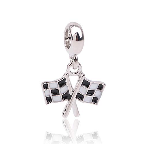 Charm Anhänger,1Pc Beads Racing Flagge Hängende Anhänger Silber Farbe Dangle Charms Perlen Fit Charm Berloque Armband Feine Anhänger Armband Schmuck Making Girls Teens Diy von YsKYCs