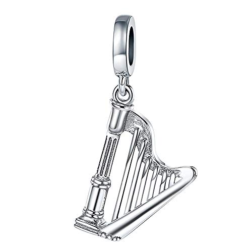Charm Anhänger,925 Sterling Silber Harfe Anhänger Perlen Musik Charm Fit Armband Feiner Schmuck Für Mutter Geschenk Charm Anhänger,925 Sterling Silber Harfe Anhänger Perlen Musik Charm Fit Armband Feiner Schmuck Für Mutter Geschenk von YsKYCs