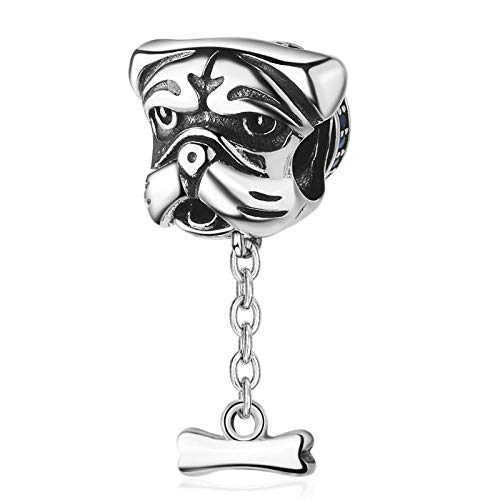 Charm Anhänger,Echte 925 Sterling Silber Süße Bulldogge Hundeperlen Doggy Blue Charms Passen Frauen Armbänder Schmuckherstellung von YsKYCs