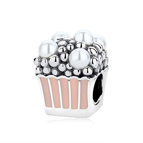 Charm Anhänger,Original 925 Sterling Silber Charm Perle Köstliche Popcorn Charms White Crystal Pearl Fit Armband Frauen Diy Schmuck von YsKYCs