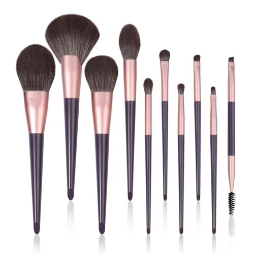 YsRoad Makeup Pinsel Set - Kosmetikpinsel Set Sehr Weiche Synthetische Pinselhaar Puderpinsel Lidschatten Schminkpinsel(10st Holzgriff) von YsRoad