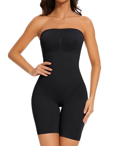 Ysabeloom Trägerloser Shapewear-Body für Damen, mit integriertem BH, Ganzkörperformer, formender Body mit abnehmbaren Trägern, Schwarz, Small von Ysabeloom