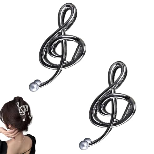 Violinschlüssel-Haarspange, Violinschlüssel, Notenschlüssel, Haarspange mit Perle für dicke, dünne Haardekorationen, Schwarz von Ysaca