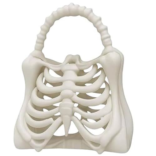 Ysaca 3D-gedruckte Skelett-Knochen-Tasche, Gothic-Rippkäfig-Geldbörse für Frauen, gruselige Halloween-Handtasche, anatomische Totenkopf-Umhängetasche, dunkles ästhetisches Modeaccessoire von Ysaca