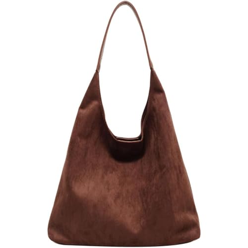 Ysaca Braune Wildledertaschen für Damen, braune Wildleder-Tragetaschen für Damen, Slouch-Tasche, Hobos-Schultertaschen für Schule, Uni, Arbeit, coffee, 36cm x 13cm x 31cm von Ysaca